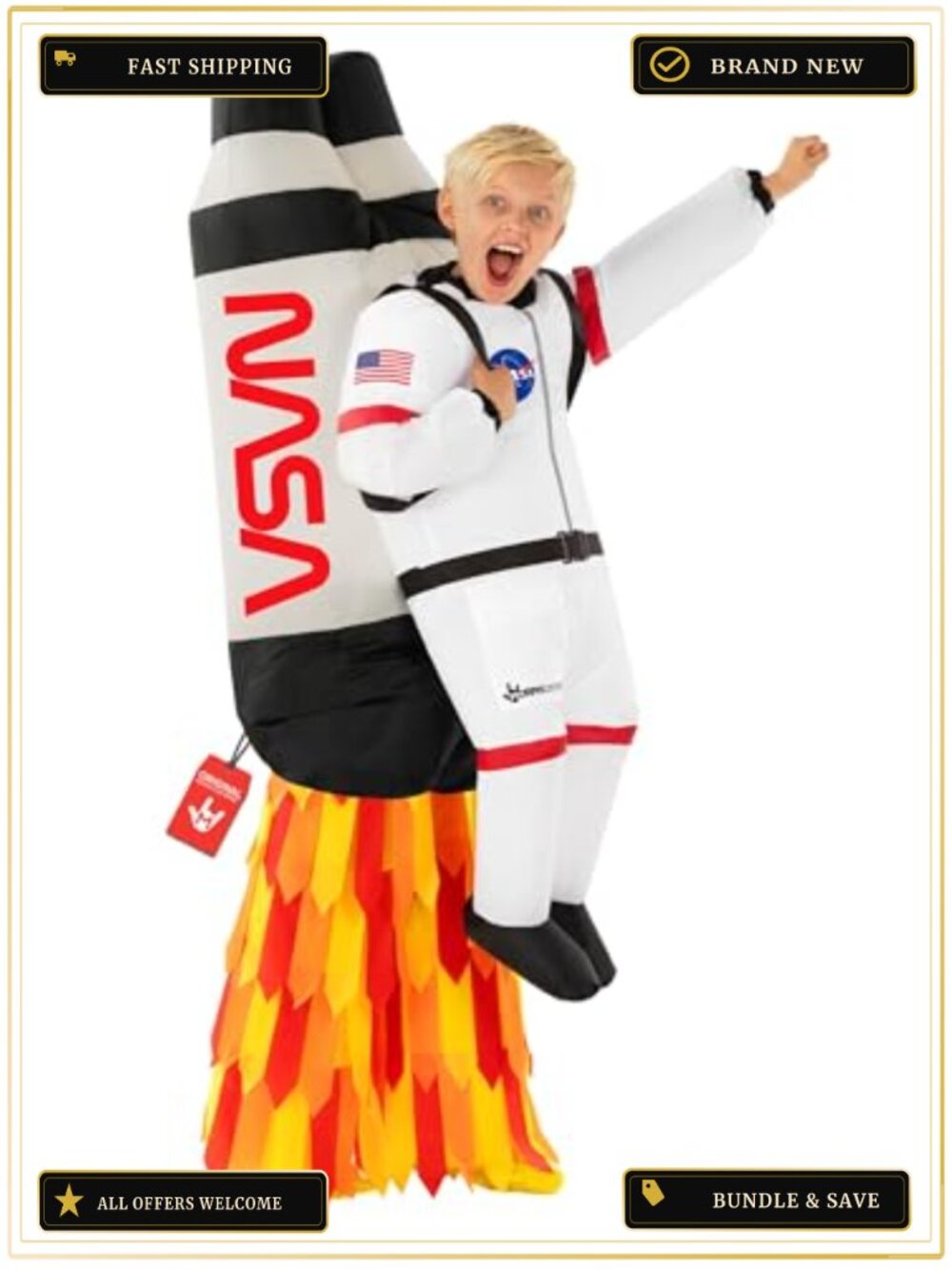 Kids Inflatable Rocketship Costume Halloween Pretend Play